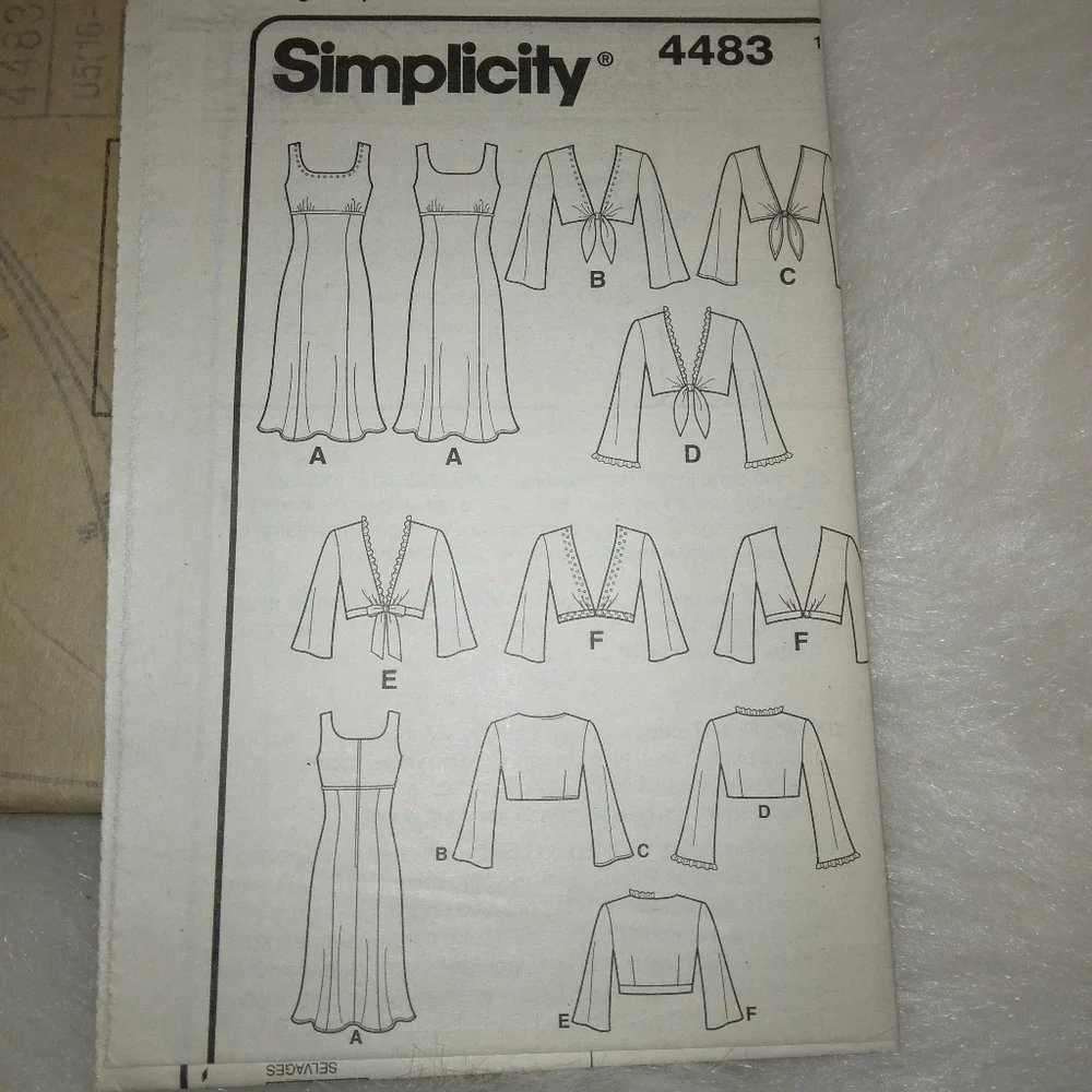 SIMPLICITY 4483 sz 16-24 Misses dress with jacket variations.